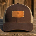 Horse Show Mama leather patch hat — brown