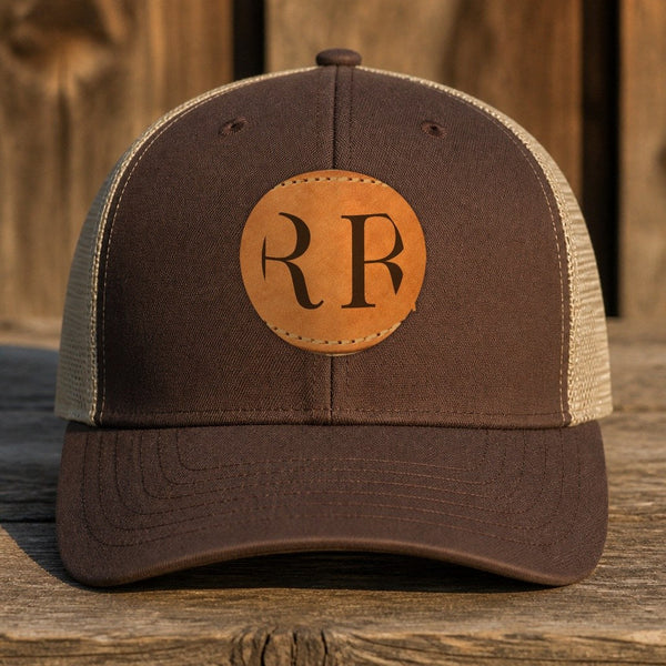 Double R Brand leather patch hat — brown