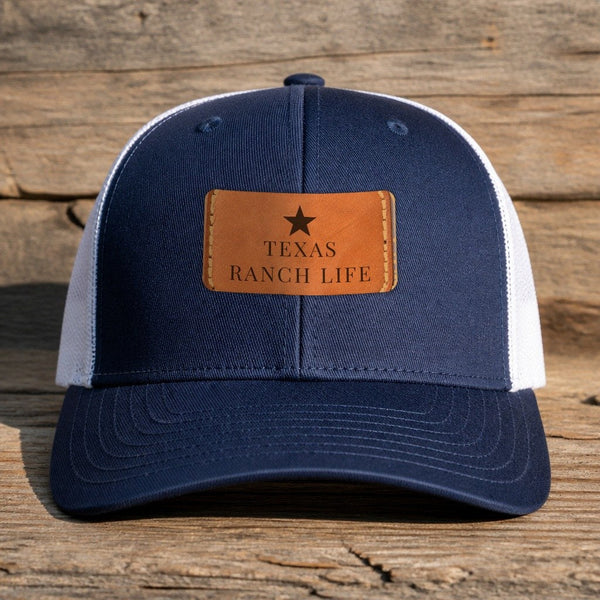 Texas Ranch Life leather patch hat — navy