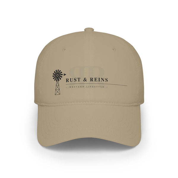 Rust & Reins Low Profile Baseball Cap — Windmill Logo Casual Farm Hat
