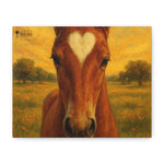 Heart Mark Foal Canvas Wall Art — Horse Portrait Matte Stretched