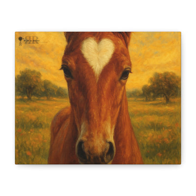 Heart Mark Foal Canvas Wall Art — Horse Portrait Matte Stretched