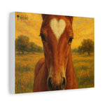 Heart Mark Foal Canvas Wall Art — Horse Portrait Matte Stretched