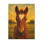 Horse Portrait Canvas — Heart Mark Foal Stretched Canvas Wall Art