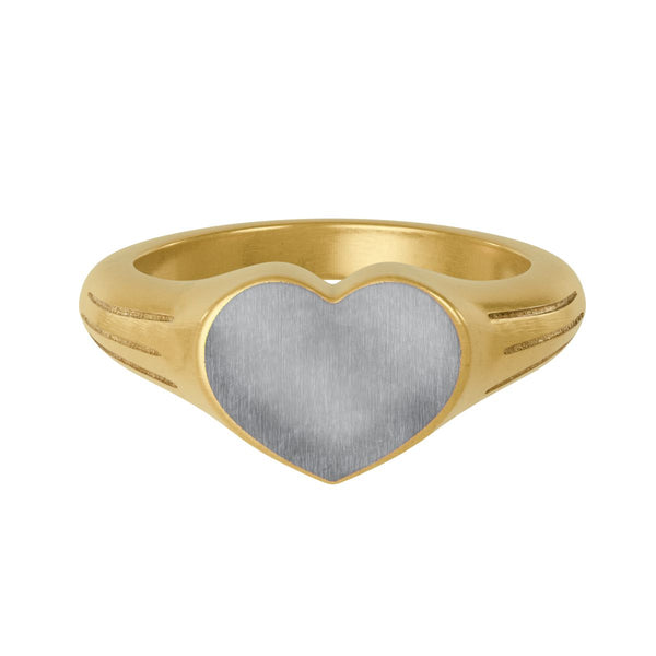 Cowgirl Heart Signet Ring - Stainless Steel PVD Western Engraved Jewelry by Rust & Reins | Iron Rose Collection