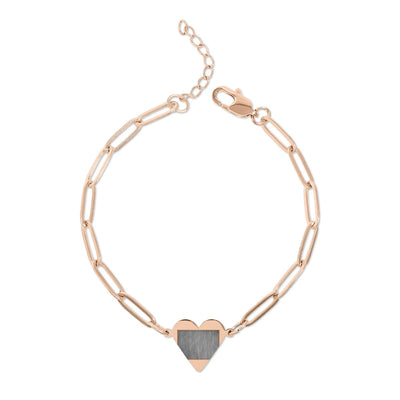 Rose Gold Heart Link Bracelet - Stainless Steel PVD Western Engraved Jewelry by Rust & Reins | Iron Rose Collection