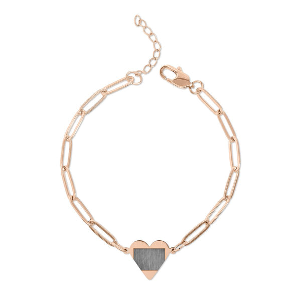 Rose Gold Heart Link Bracelet - Stainless Steel PVD Western Engraved Jewelry by Rust & Reins | Iron Rose Collection